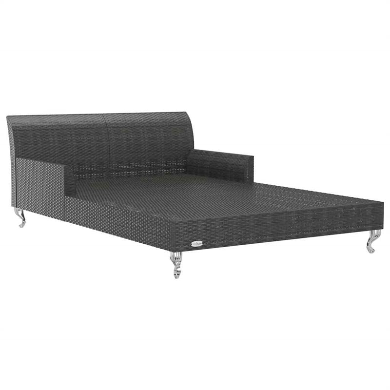 vidaXL 2-Person Patio Sun Bed with Cushions Poly Rattan Black