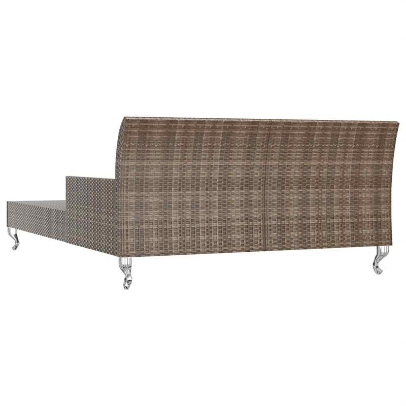 vidaXL 2-Person Patio Sun Bed with Cushions Poly Rattan Brown