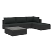 vidaXL 5 Piece Patio Lounge Set with Cushions Poly Rattan Black