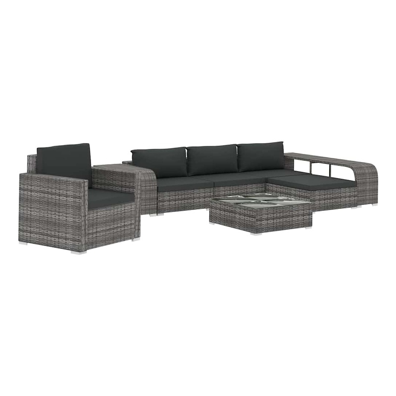 vidaXL 8 Piece Patio Lounge Set with Cushions Poly Rattan Gray