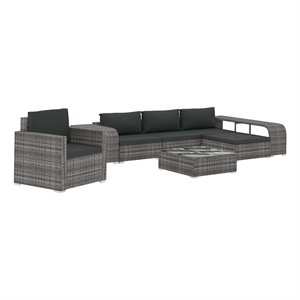 vidaXL 8 Piece Patio Lounge Set with Cushions Poly Rattan Gray