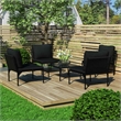 vidaXL 5 Piece Patio Lounge Set with Cushions Black PVC