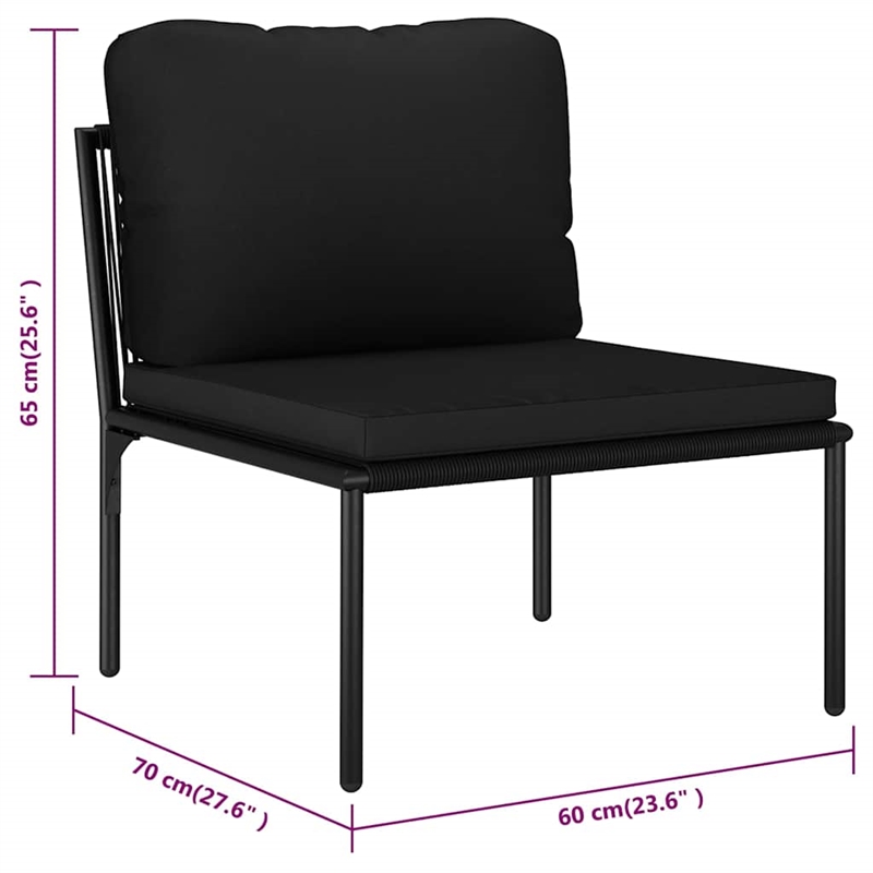 vidaXL 5 Piece Patio Lounge Set with Cushions Black PVC