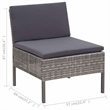 vidaXL 5 Piece Patio Sofa Set with Cushions Poly Rattan Gray