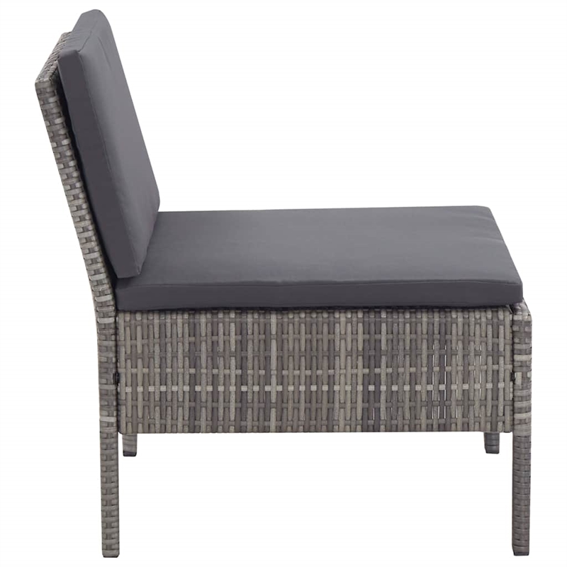 vidaXL 5 Piece Patio Sofa Set with Cushions Poly Rattan Gray
