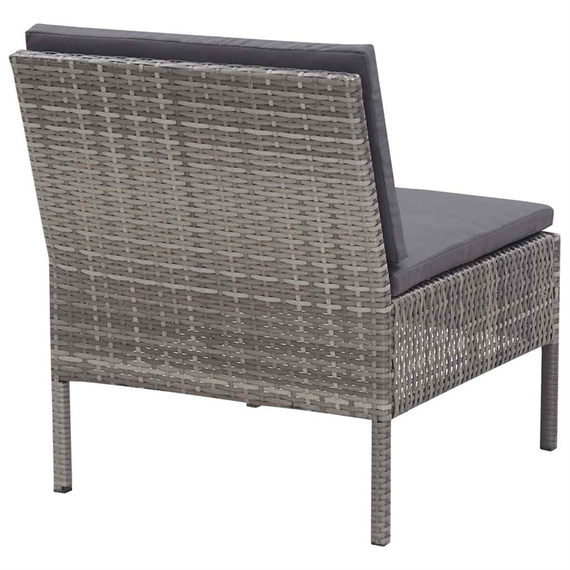 vidaXL 5 Piece Patio Sofa Set with Cushions Poly Rattan Gray