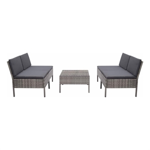 vidaXL 5 Piece Patio Sofa Set with Cushions Poly Rattan Gray
