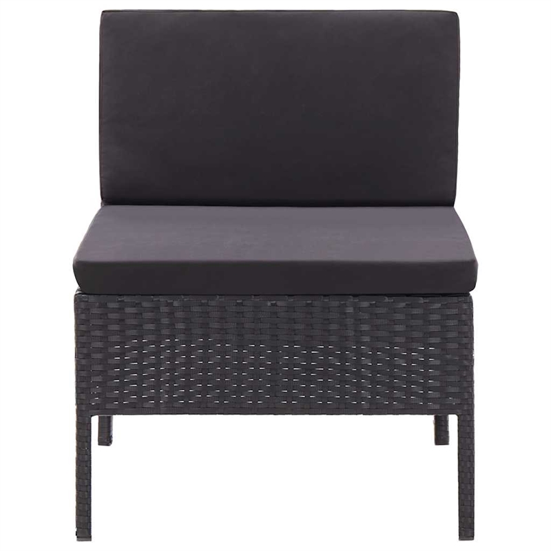 vidaXL 3 Piece Patio Lounge Set with Cushions Poly Rattan Black