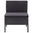 vidaXL 3 Piece Patio Lounge Set with Cushions Poly Rattan Black