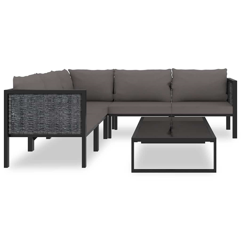 vidaXL 6 Piece Patio Lounge Set with Cushions Poly Rattan Anthracite