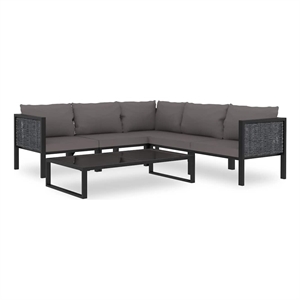 vidaXL 6 Piece Patio Lounge Set with Cushions Poly Rattan Anthracite