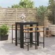 vidaXL 5 Piece Patio Bar Set Black Poly Rattan&Solid Wood Acacia