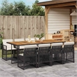 vidaXL Garden Dining Set Black PE rattan Large Foldable