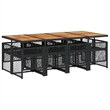 vidaXL Garden Dining Set Black PE rattan Large Foldable