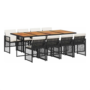 vidaXL Garden Dining Set Black PE rattan Large Foldable