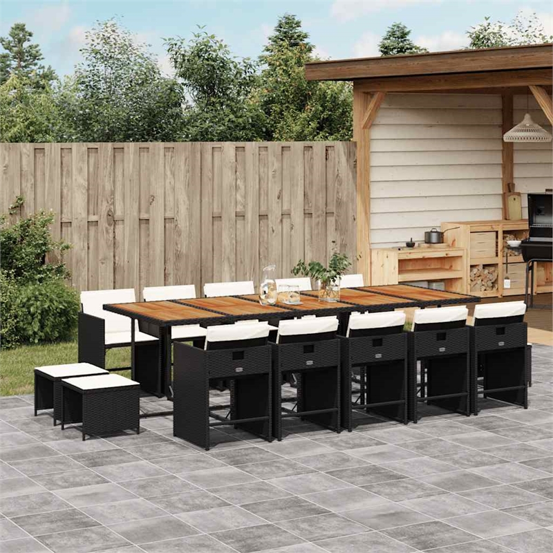 vidaXL Garden Dining Set Black and Cream
