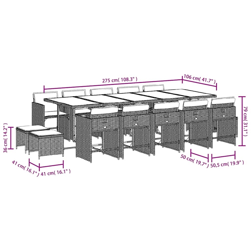 vidaXL Garden Dining Set Black and Cream