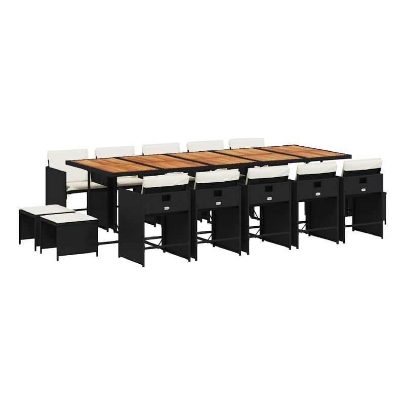 vidaXL Garden Dining Set Black and Cream
