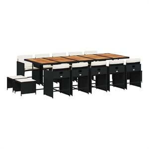 vidaXL Garden Dining Set Black and Cream