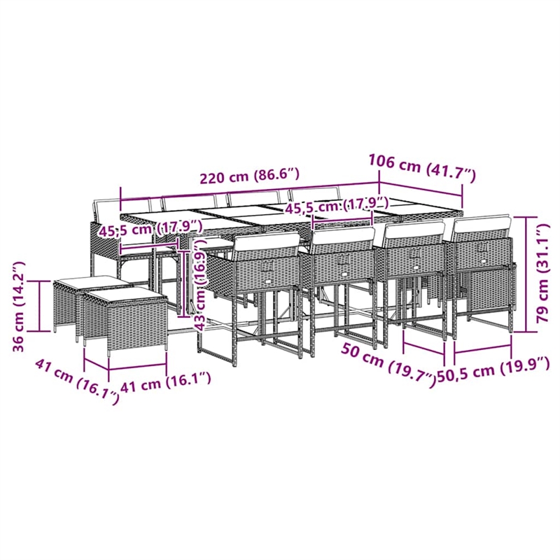 vidaXL Garden Dining Set Black and brown
