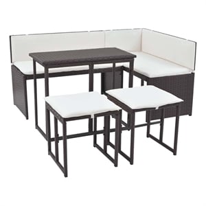 vidaXL 5 Piece Patio Dining Set Steel Poly Rattan Brown