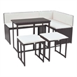 vidaXL 5 Piece Patio Dining Set Steel Poly Rattan Brown