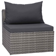 vidaXL 6 Piece Patio Sofa Set with Cushions & Pillows Poly Rattan Gray