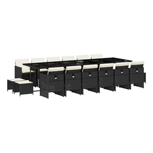 vidaXL Garden Dining Set Black Poly Rattan 16-seater
