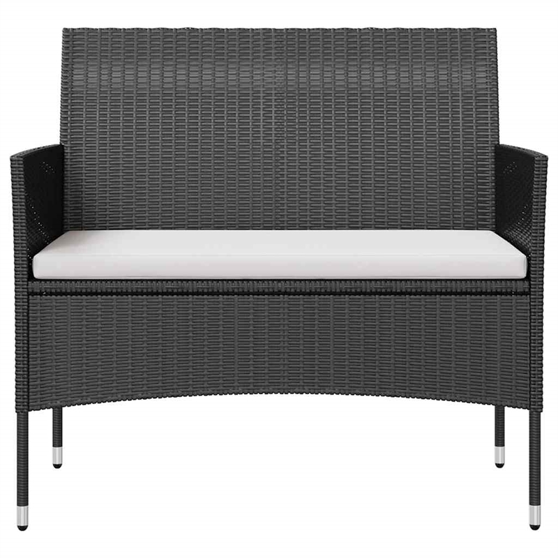 vidaXL 16 Piece Patio Lounge Set with Cushions Poly Rattan Black