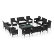 vidaXL 16 Piece Patio Lounge Set with Cushions Poly Rattan Black