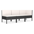 vidaXL 3 Piece Patio Lounge Set with Cushions Poly Rattan Black