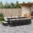 vidaXL Garden Dining Set Black PE Rattan Large Foldable