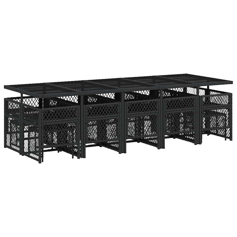 vidaXL Garden Dining Set Black PE Rattan Large Foldable