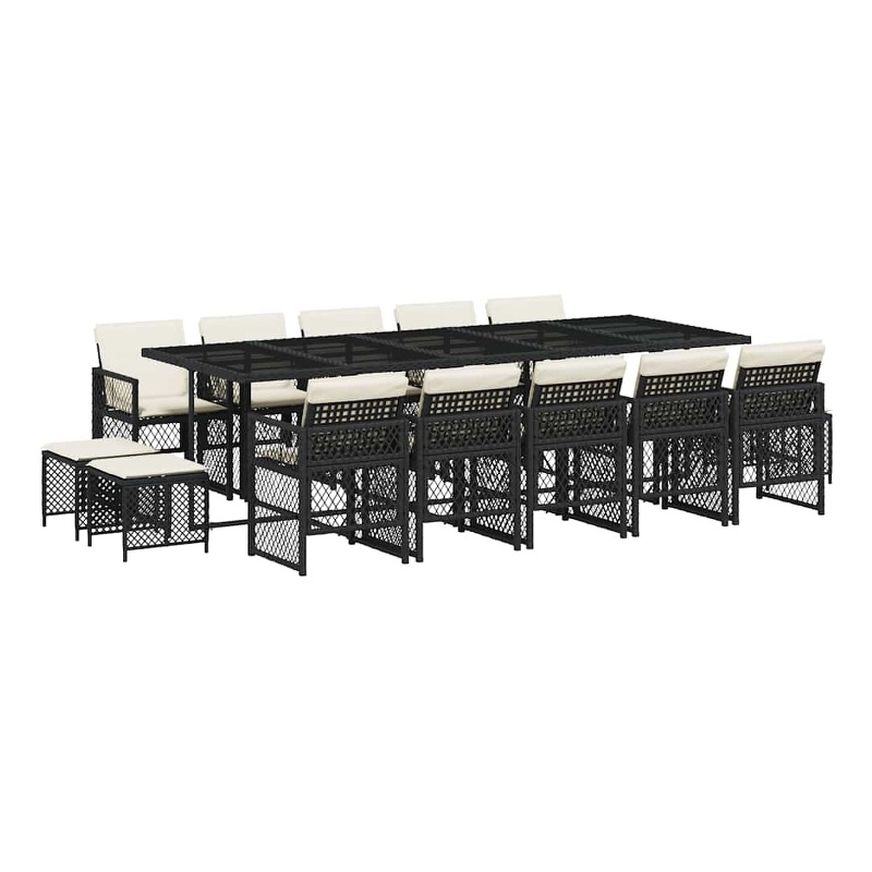 vidaXL Garden Dining Set Black PE Rattan Large Foldable