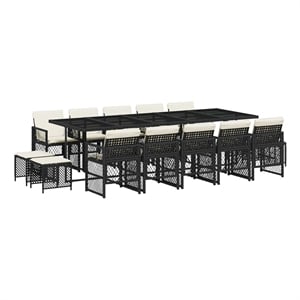 vidaXL Garden Dining Set Black PE Rattan Large Foldable