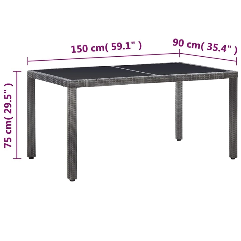 vidaXL 7 Piece Patio Dining Set Poly Rattan Gray
