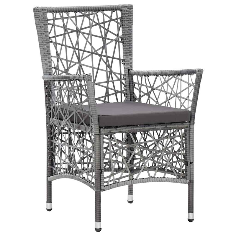 vidaXL 7 Piece Patio Dining Set Poly Rattan Gray