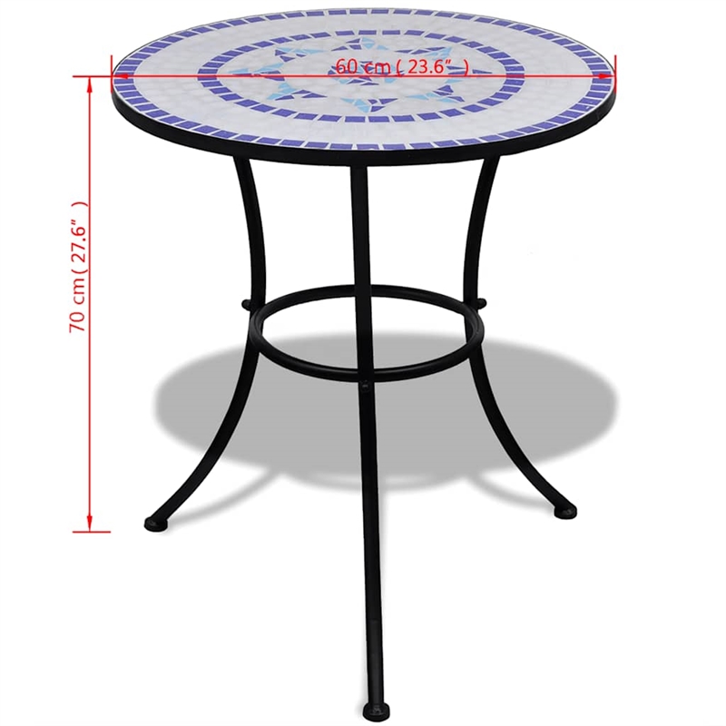 vidaXL 3 Piece Bistro Set Ceramic Tile Blue and White