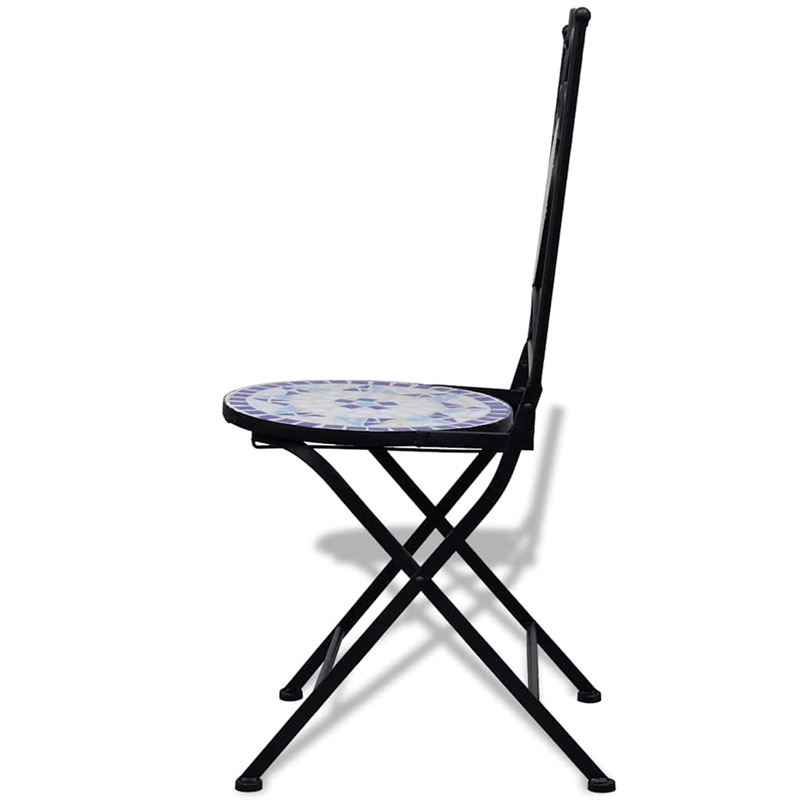 vidaXL 3 Piece Bistro Set Ceramic Tile Blue and White
