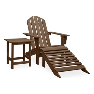 vidaXL Patio Adirondack Chair with Ottoman&Table Solid Fir Wood Brown
