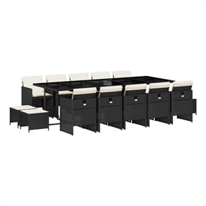 vidaXL Garden Dining Set Black PE Rattan 15 pieces Collapsible
