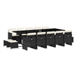 vidaXL Garden Dining Set Black PE Rattan 15 pieces Collapsible