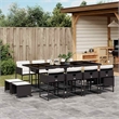 vidaXL Garden Dining Set Black PE Rattan Large Foldable