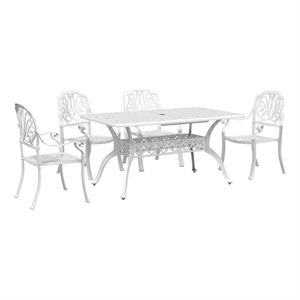 vidaXL 5 Piece Patio Dining Set White Cast Aluminum