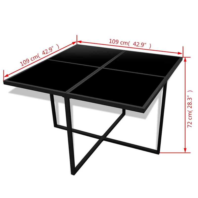 vidaXL 9 Piece Patio Dining Set with Cushions Poly Rattan Black
