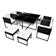 vidaXL 9 Piece Patio Dining Set with Cushions Poly Rattan Black