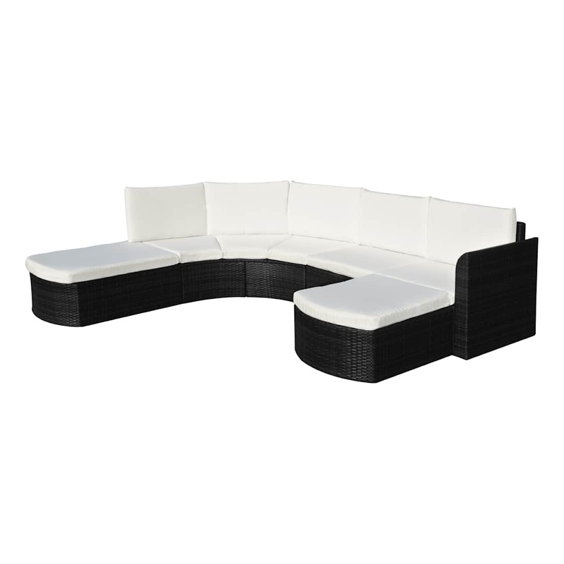 vidaXL 4 Piece Patio Lounge Set with Cushions Poly Rattan Black