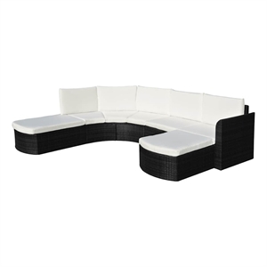 vidaXL 4 Piece Patio Lounge Set with Cushions Poly Rattan Black