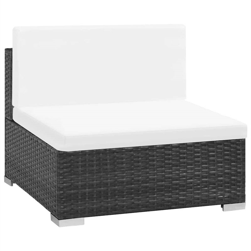 vidaXL 6 Piece Patio Lounge Set with Cushions Poly Rattan Black