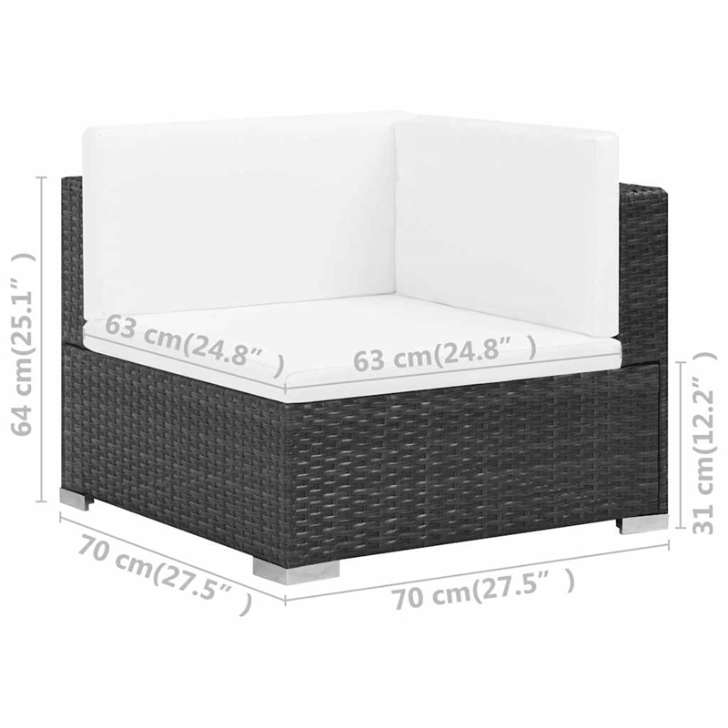 vidaXL 6 Piece Patio Lounge Set with Cushions Poly Rattan Black